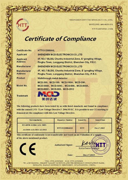 China Shenzhen MCD Electronics Co., Ltd. zertifizierungen